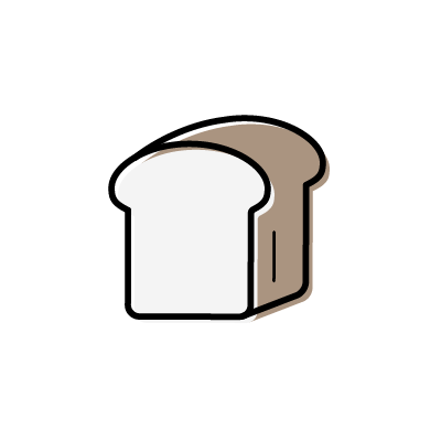 ブラウンカラーの食パンのアイコンイラスト素材