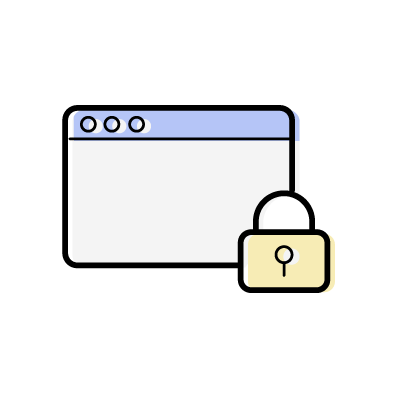保護されたページ（鍵とブラウザ）のアイコンイラスト素材（ブルー）