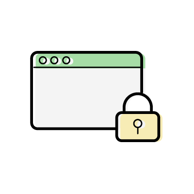 保護されたページ（鍵とブラウザ）のアイコンイラスト素材（グリーン）
