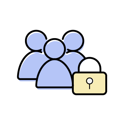 共有アカウント（グループと鍵）のアイコンイラスト素材（ブルー）