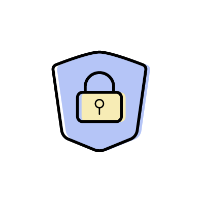 セキュリティ保護（鍵が描かれたブルーの盾）のアイコンイラスト素材