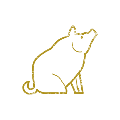 金色のインクで描いた横向きの猪（亥年）のアイコンイラスト素材
