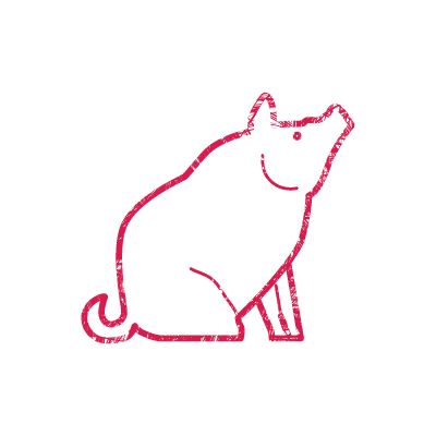 赤いインクで描いた横向きの猪（亥年）のアイコンイラスト素材
