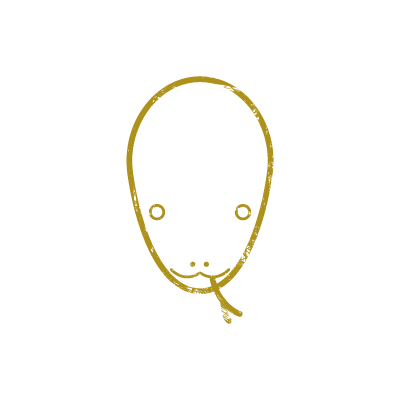 金色のインクで描いた蛇の顔（巳年）のアイコンイラスト素材