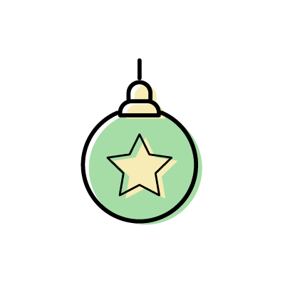 星が描かれた緑色のオーナメントのアイコンイラスト素材