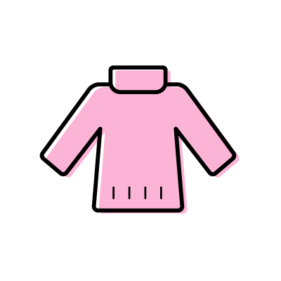 ピンク色のタートルネックのセーターのアイコンイラスト素材