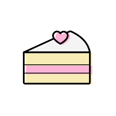 ハートの飾りがのったショートケーキのアイコンイラスト素材（ピンク色）