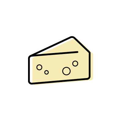 イエローのチーズのアイコンイラスト素材