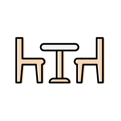 テーブル席のアイコンイラスト素材（アイボリーホワイト）