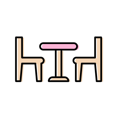 テーブル席のアイコンイラスト素材（ピンク）