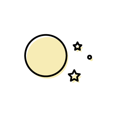 イエローの満月と星のアイコンイラスト素材
