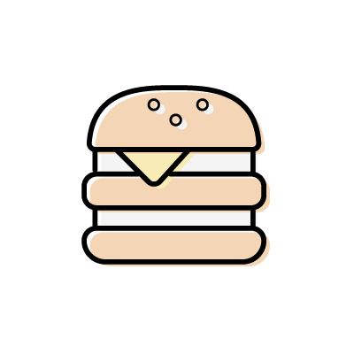 卵とチーズのハンバーガーのアイコンイラスト素材