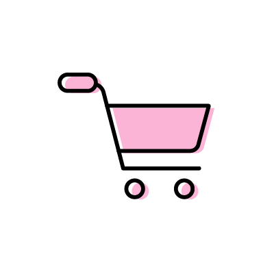 ピンク色のショッピングカートのアイコンイラスト素材