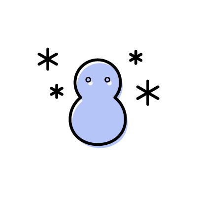 雪の日（雪だるま）のアイコンイラスト素材（ブルー）