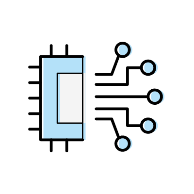 半導体技術のアイコンイラスト素材（ライトブルー）