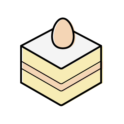 四角形のショートケーキのアイコンイラスト素材（オレンジ）