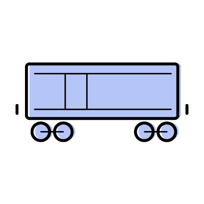 ブルーの貨物列車のアイコンイラスト素材